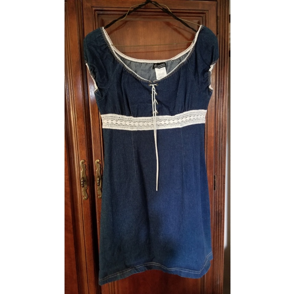 G-Dresses Denim and lace dress